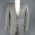 FENDI 44 Regular Glenplaid Two Button Grey Wool 33 28 Suit FENDI