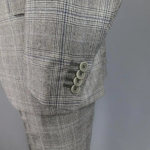 FENDI 44 Regular Glenplaid Two Button Grey Wool 33 28 Suit FENDI
