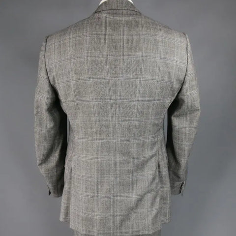FENDI 44 Regular Glenplaid Two Button Grey Wool 33 28 Suit FENDI