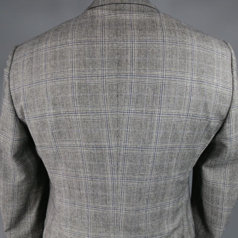FENDI 44 Regular Glenplaid Two Button Grey Wool 33 28 Suit