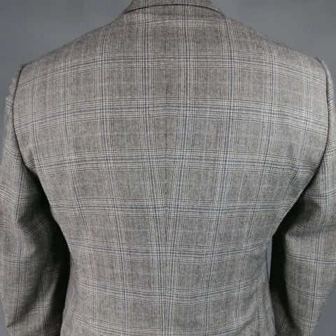 FENDI 44 Regular Glenplaid Two Button Grey Wool 33 28 Suit FENDI