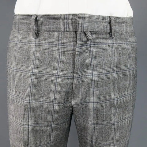 FENDI 44 Regular Glenplaid Two Button Grey Wool 33 28 Suit FENDI