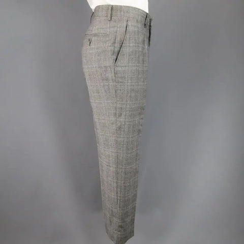FENDI 44 Regular Glenplaid Two Button Grey Wool 33 28 Suit FENDI