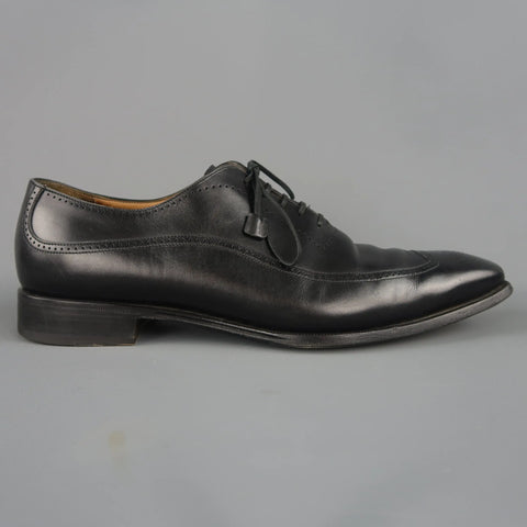 FRANCESCHETTI Size 12 Black Leather Brogue Medallion Lace Up FRANCESCHETTI