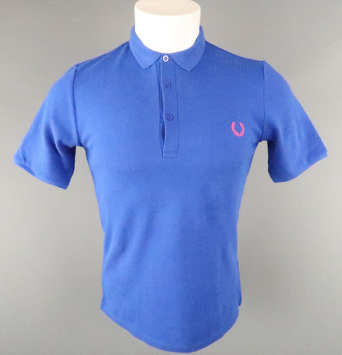 FRED PERRY Size S Royal Blue Solid Cotton Buttoned POLO Shirt