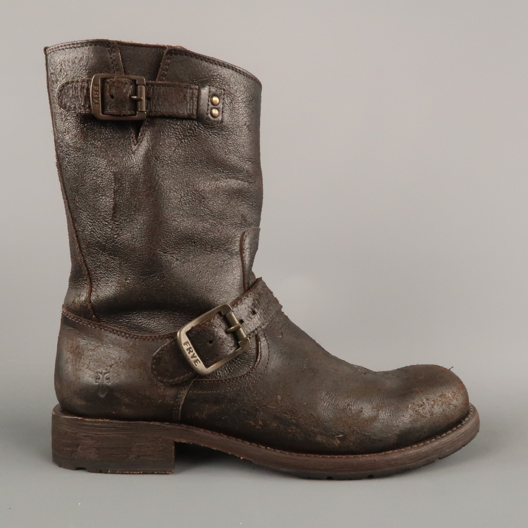 FRYE Size 7.5 Brown Leather Motorcycle Boots Sui Generis Designer Consignment