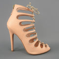 GIAMBATTISTA VALLI Size 9 Pink Leather Lace Up Peep Toe Sandals GIAMBATTISTA VALLI