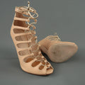 GIAMBATTISTA VALLI Size 9 Pink Leather Lace Up Peep Toe Sandals GIAMBATTISTA VALLI