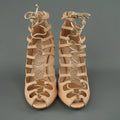 GIAMBATTISTA VALLI Size 9 Pink Leather Lace Up Peep Toe Sandals GIAMBATTISTA VALLI
