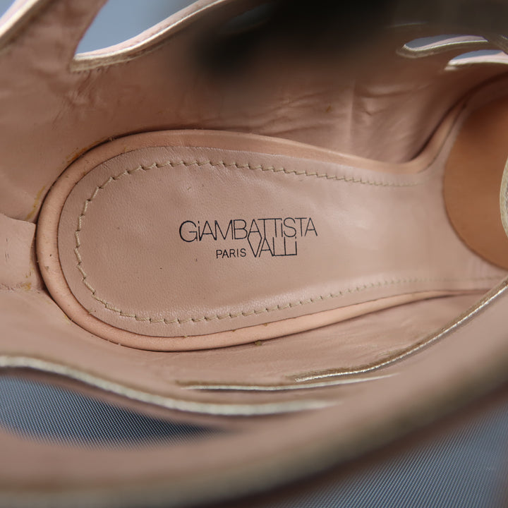 GIAMBATTISTA VALLI Size 9 Pink Leather Lace Up Peep Toe Sandals