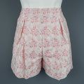 GIAMBATTISTA VALLI Size XS Pink Silk Blend Floral Jacquard Pleated Shorts GIAMBATTISTA VALLI