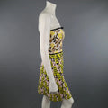 GIAMBATTISTA VALLI US 2 / IT 38 Yellow Pink & Beige Linen & Lace Cocktail Dress GIAMBATTISTA VALLI