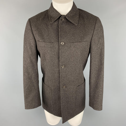 GIANFRANCO FERRE 36 Brown Wool Patch Pockets Long Jacket