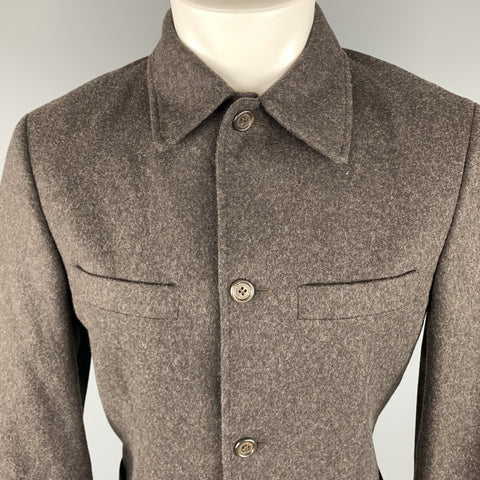 GIANFRANCO FERRE 36 Brown Wool Patch Pockets Long Jacket