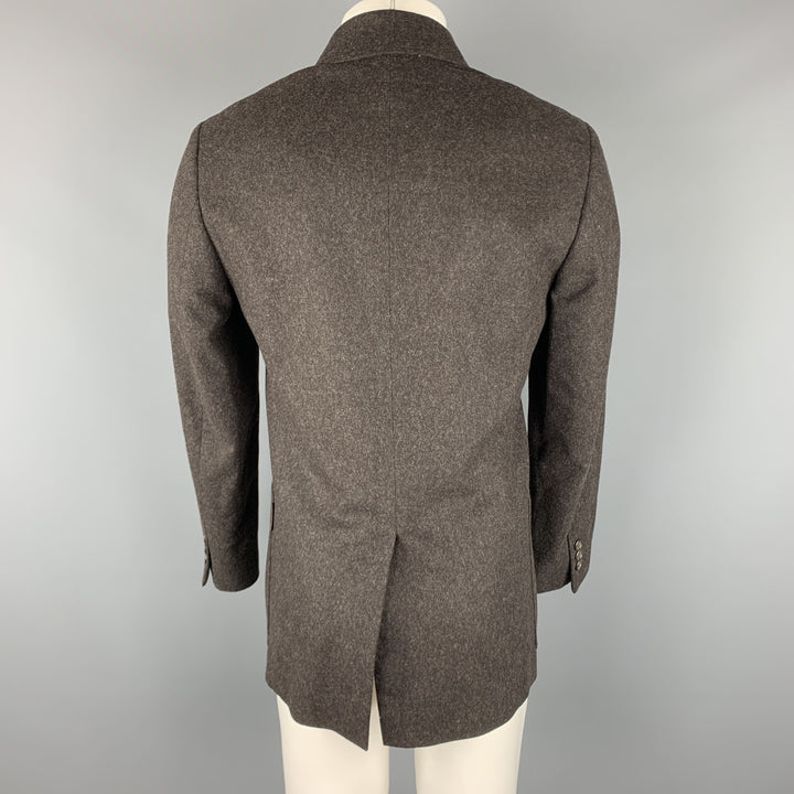 GIANFRANCO FERRE 36 Brown Wool Patch Pockets Long Jacket