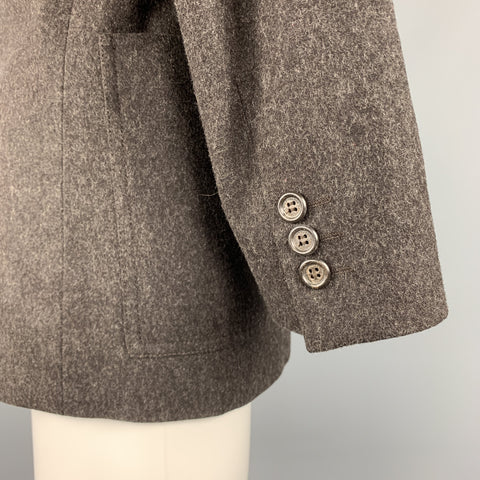 GIANFRANCO FERRE 36 Brown Wool Patch Pockets Long Jacket