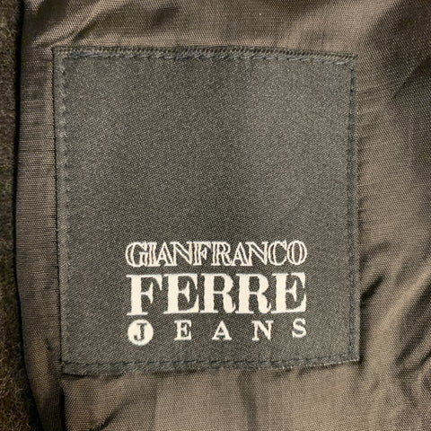 GIANFRANCO FERRE 36 Brown Wool Patch Pockets Long Jacket