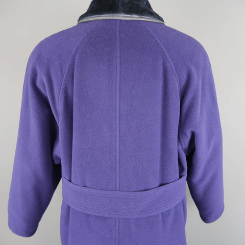GIANNI VERSACE 36 Purple Wool Fur Collar Medusa Button Coat GIANNI VERSACE