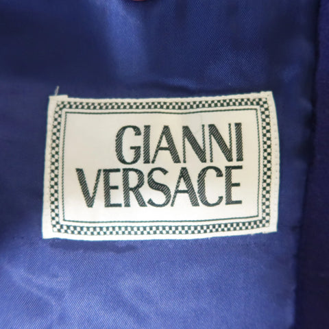 GIANNI VERSACE 36 Purple Wool Fur Collar Medusa Button Coat GIANNI VERSACE