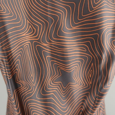 GIANNI VERSACE Size S Black and Brown Star Print Silk V Neck Vest