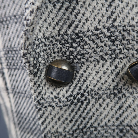 GIANNI VERSACE 40 Short Grey & Beige Plaid Wool Blend Double Breasted Jacket GIANNI VERSACE