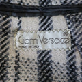 GIANNI VERSACE 40 Short Grey & Beige Plaid Wool Blend Double Breasted Jacket GIANNI VERSACE