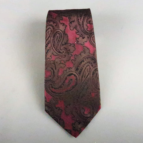 GIANNI VERSACE Burgundy Silk Brown Paisley Silk Tie