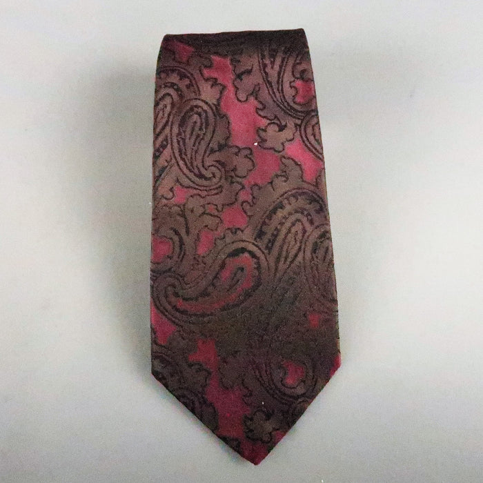 GIANNI VERSACE Burgundy Silk Brown Paisley Silk Tie