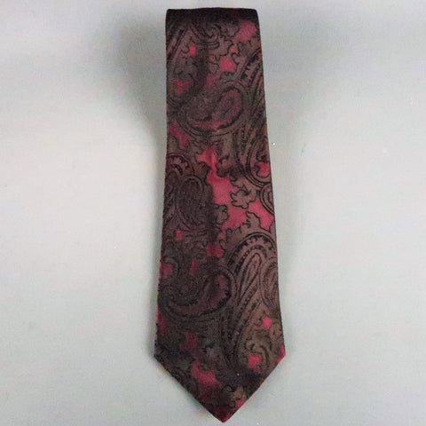 GIANNI VERSACE Burgundy Silk Brown Paisley Silk Tie