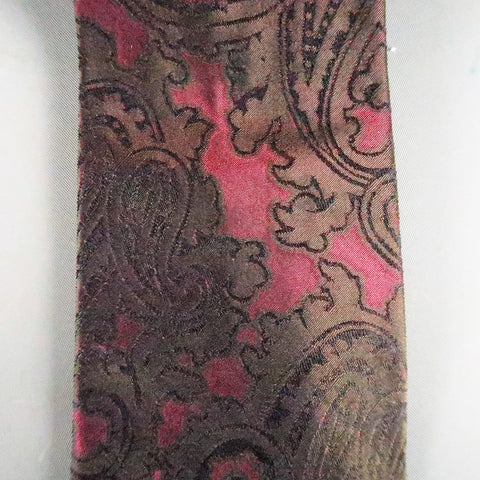 GIANNI VERSACE Burgundy Silk Brown Paisley Silk Tie