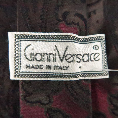 GIANNI VERSACE Burgundy Silk Brown Paisley Silk Tie