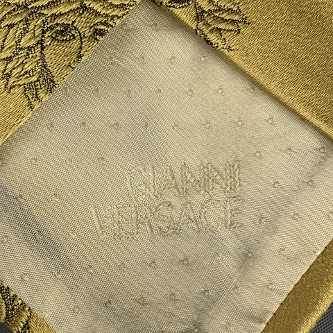 GIANNI VERSACE Gold Silk Medusa Heads Print Tie