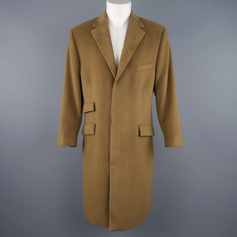 GIANNI VERSACE M Olive Green Wool Suede Notch Lapel Hidden Placket Coat GIANNI VERSACE