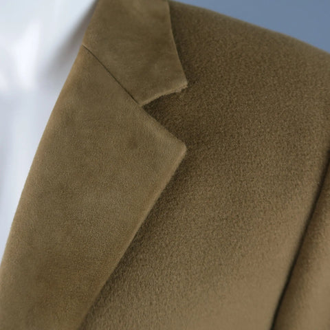 GIANNI VERSACE M Olive Green Wool Suede Notch Lapel Hidden Placket Coat GIANNI VERSACE