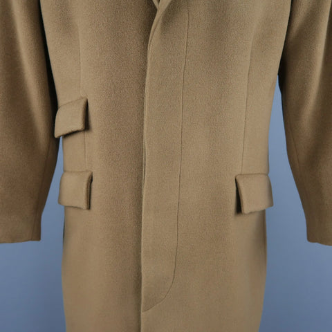 GIANNI VERSACE M Olive Green Wool Suede Notch Lapel Hidden Placket Coat GIANNI VERSACE