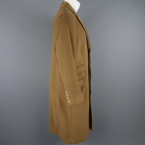 GIANNI VERSACE M Olive Green Wool Suede Notch Lapel Hidden Placket Coat GIANNI VERSACE