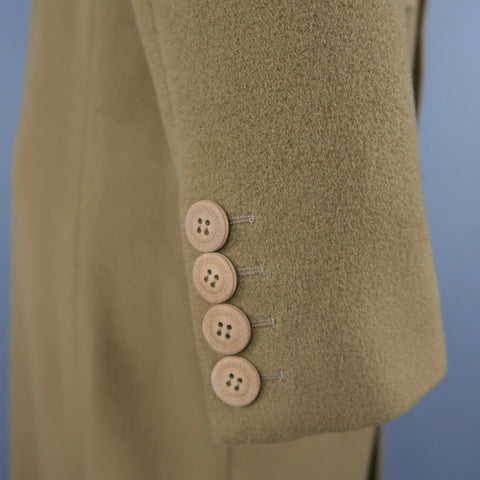 GIANNI VERSACE M Olive Green Wool Suede Notch Lapel Hidden Placket Coat GIANNI VERSACE