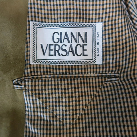 GIANNI VERSACE M Olive Green Wool Suede Notch Lapel Hidden Placket Coat GIANNI VERSACE