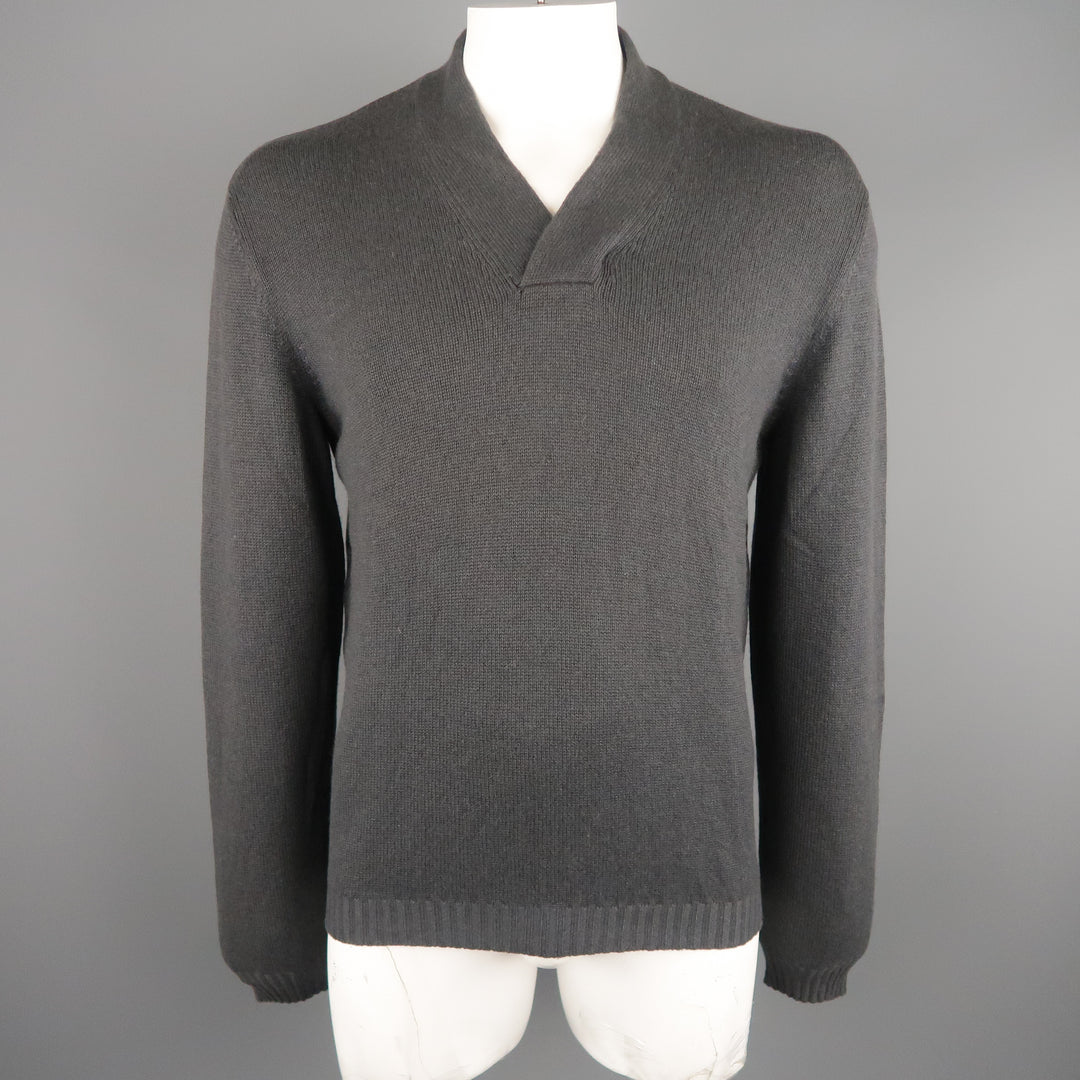 GIANNI VERSACE Size M Charcoal Cashmere Pullover Sweater