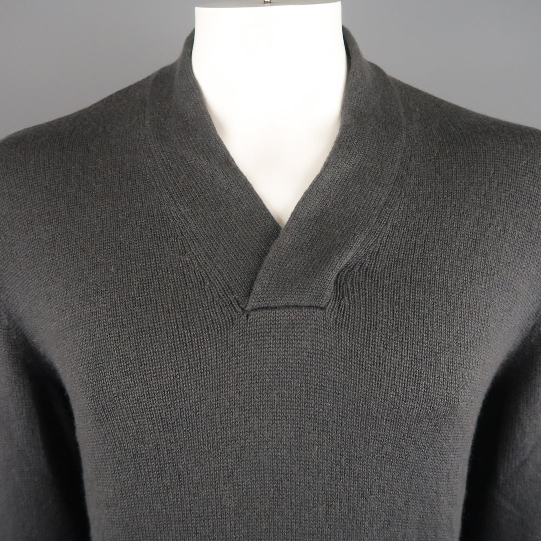 GIANNI VERSACE Size M Charcoal Cashmere Pullover Sweater