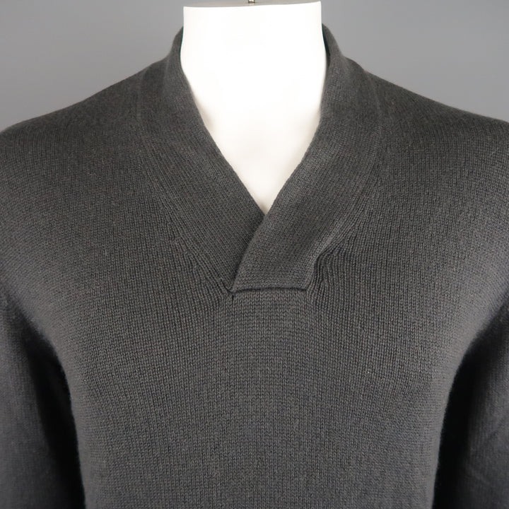 GIANNI VERSACE Size M Charcoal Cashmere Pullover Sweater