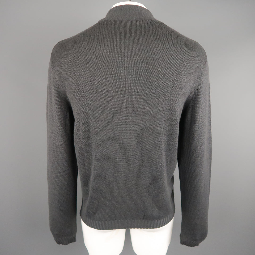 GIANNI VERSACE Size M Charcoal Cashmere Pullover Sweater