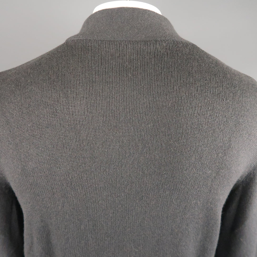 GIANNI VERSACE Size M Charcoal Cashmere Pullover Sweater