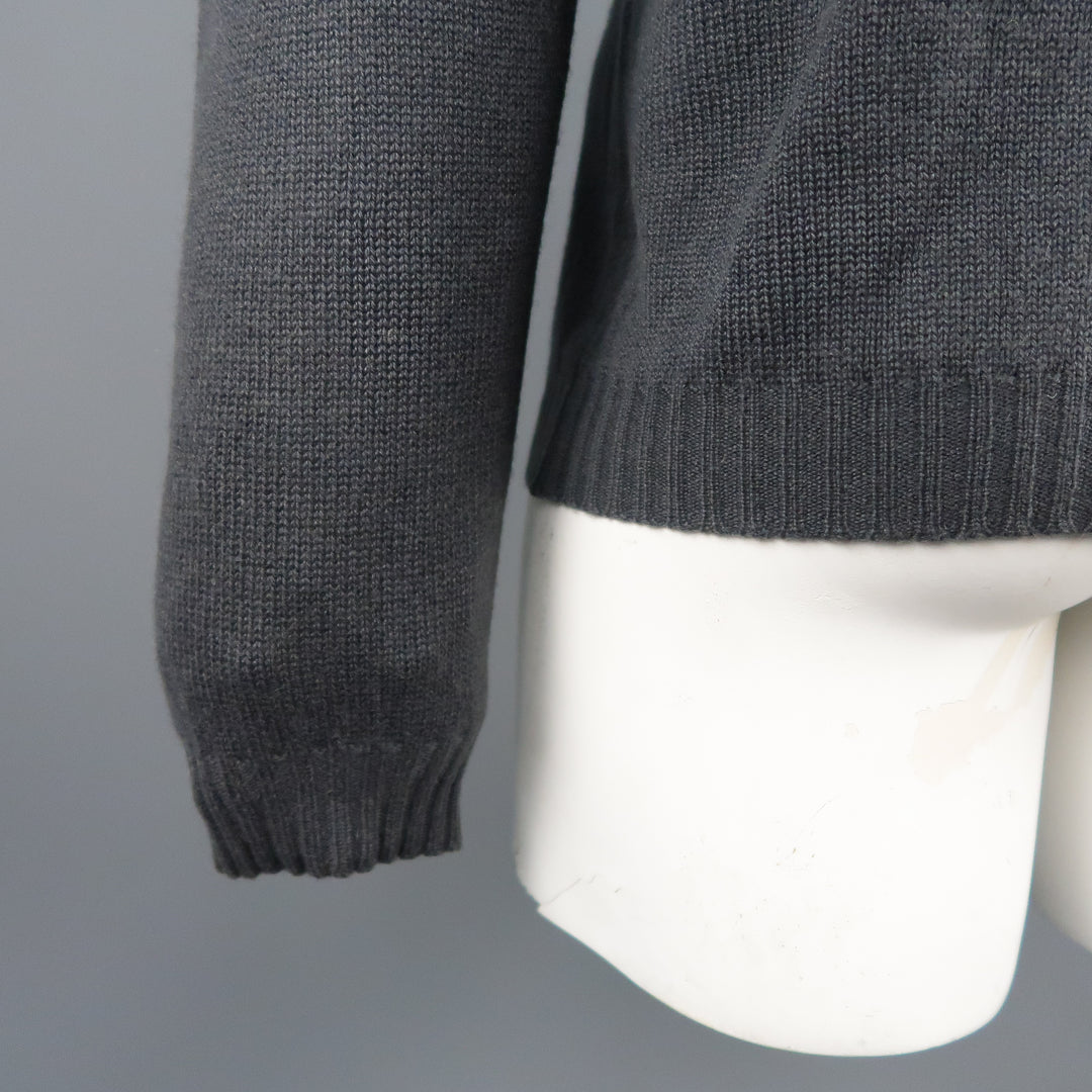 GIANNI VERSACE Size M Charcoal Cashmere Pullover Sweater