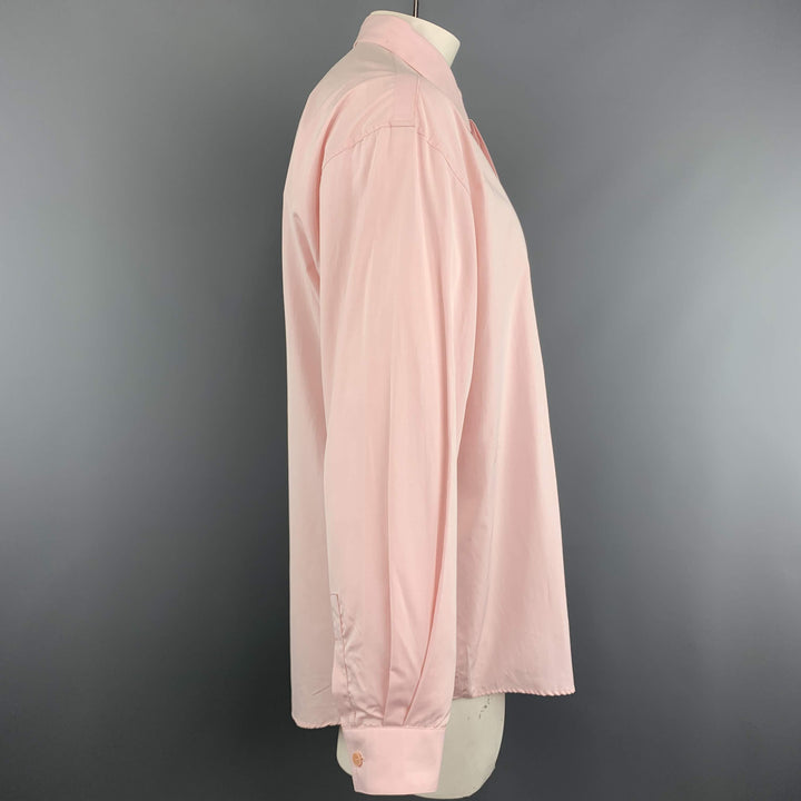 GIANNI VERSACE Size XL Light Pink Cotton Hidden Buttons Long Sleeve Shirt