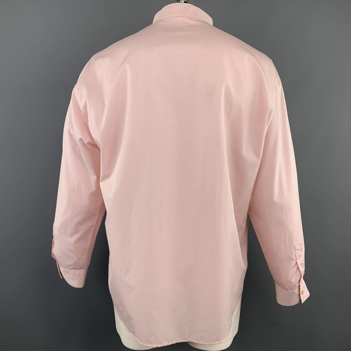 GIANNI VERSACE Size XL Light Pink Cotton Hidden Buttons Long Sleeve Shirt