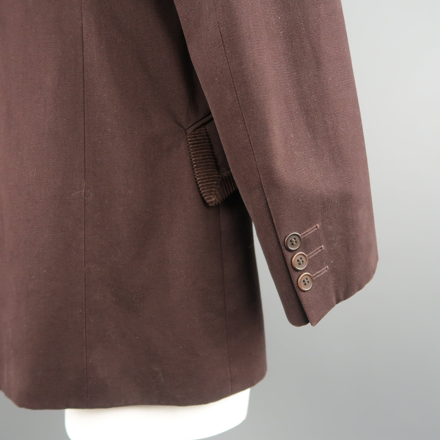 GIGLI 40 Brown Solid Cotton Corduroy  Coat