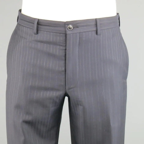 GIORGIO ARMANI 40 Regular Navy & Brown PinStripe Wool Suit GIORGIO ARMANI