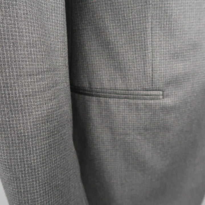 GIORGIO ARMANI 42 Charcoal Window Pane Wool Notch Lapel 2 pc Suit