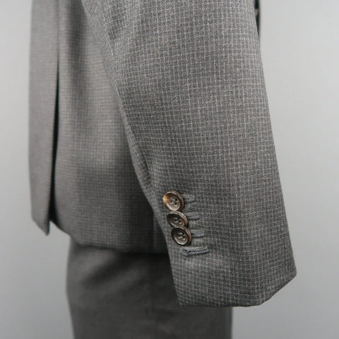 GIORGIO ARMANI 42 Charcoal Window Pane Wool Notch Lapel 2 pc Suit GIORGIO ARMANI